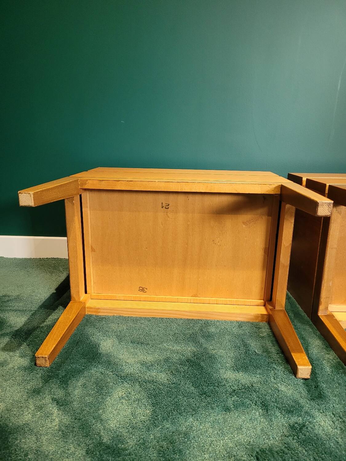 Pair of vintage bedside tables with 2 drawers