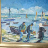 Oil board on panel depicting a signed seaside scene