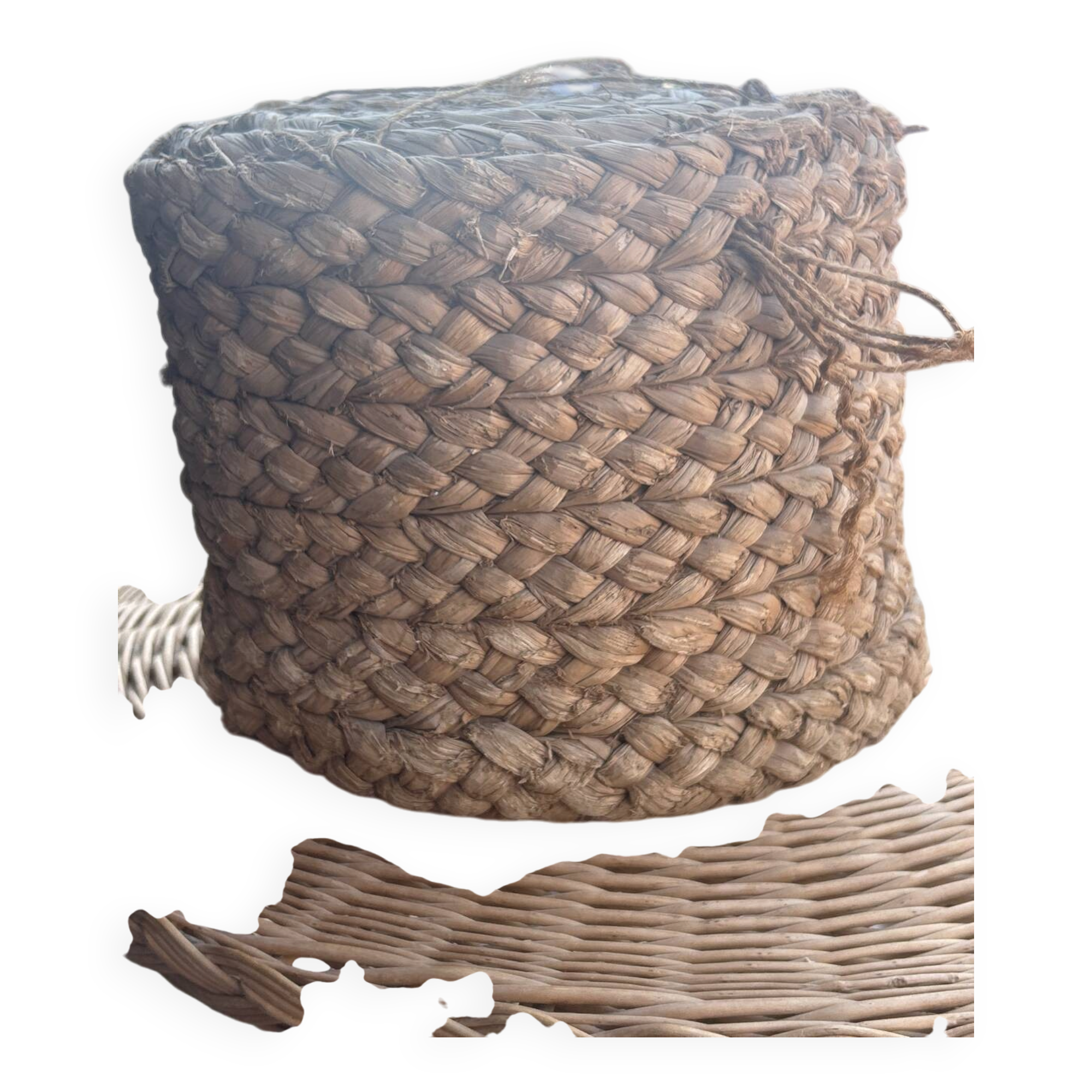 70s pouf in braided rush.