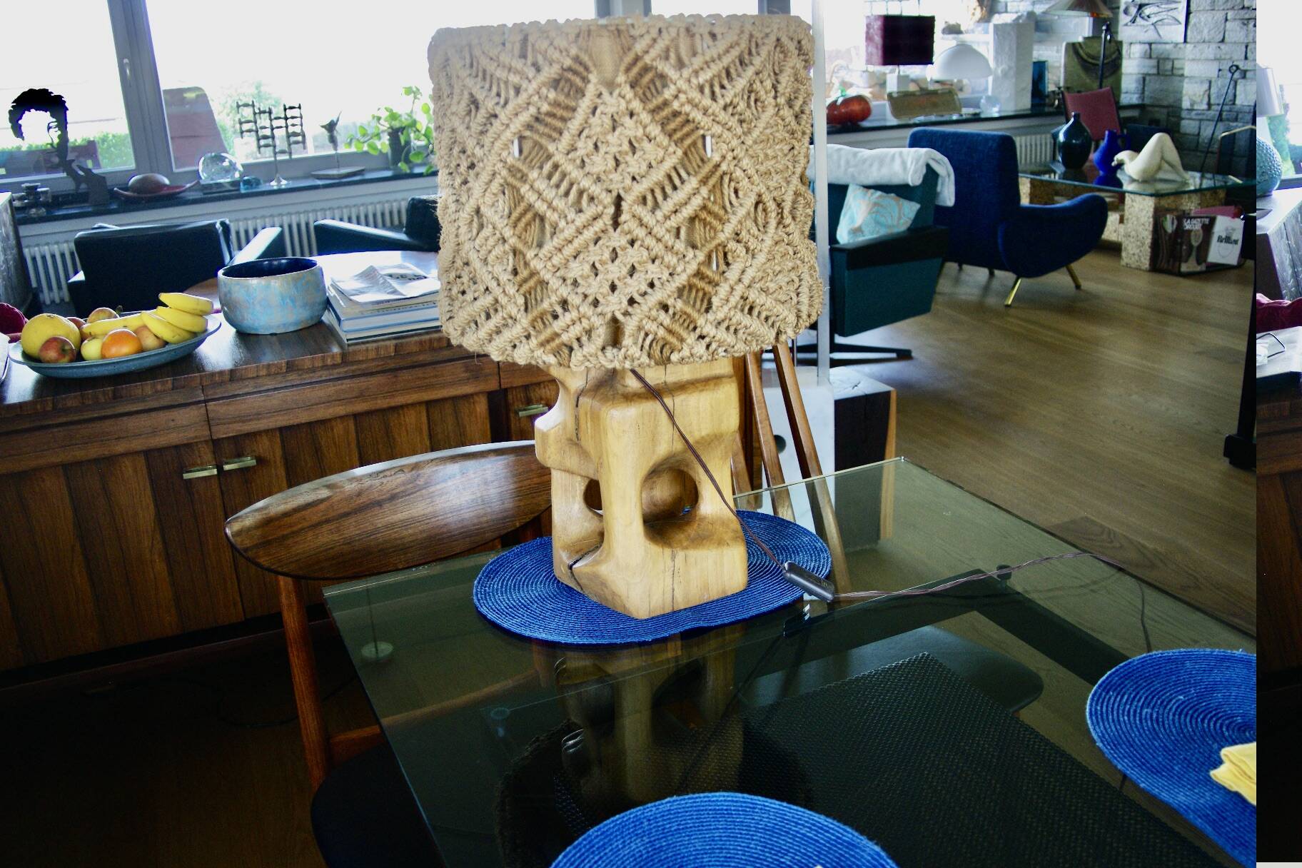 Brutalist lamp and rope 1960