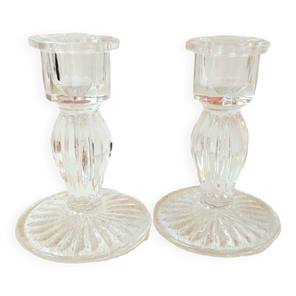 Pair of vintage glass candlesticks