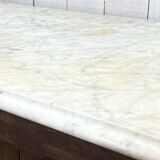 Glacière début XXème en chêne et dessus marbre