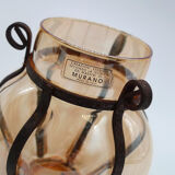 Vase in wrought iron and Murano glass
