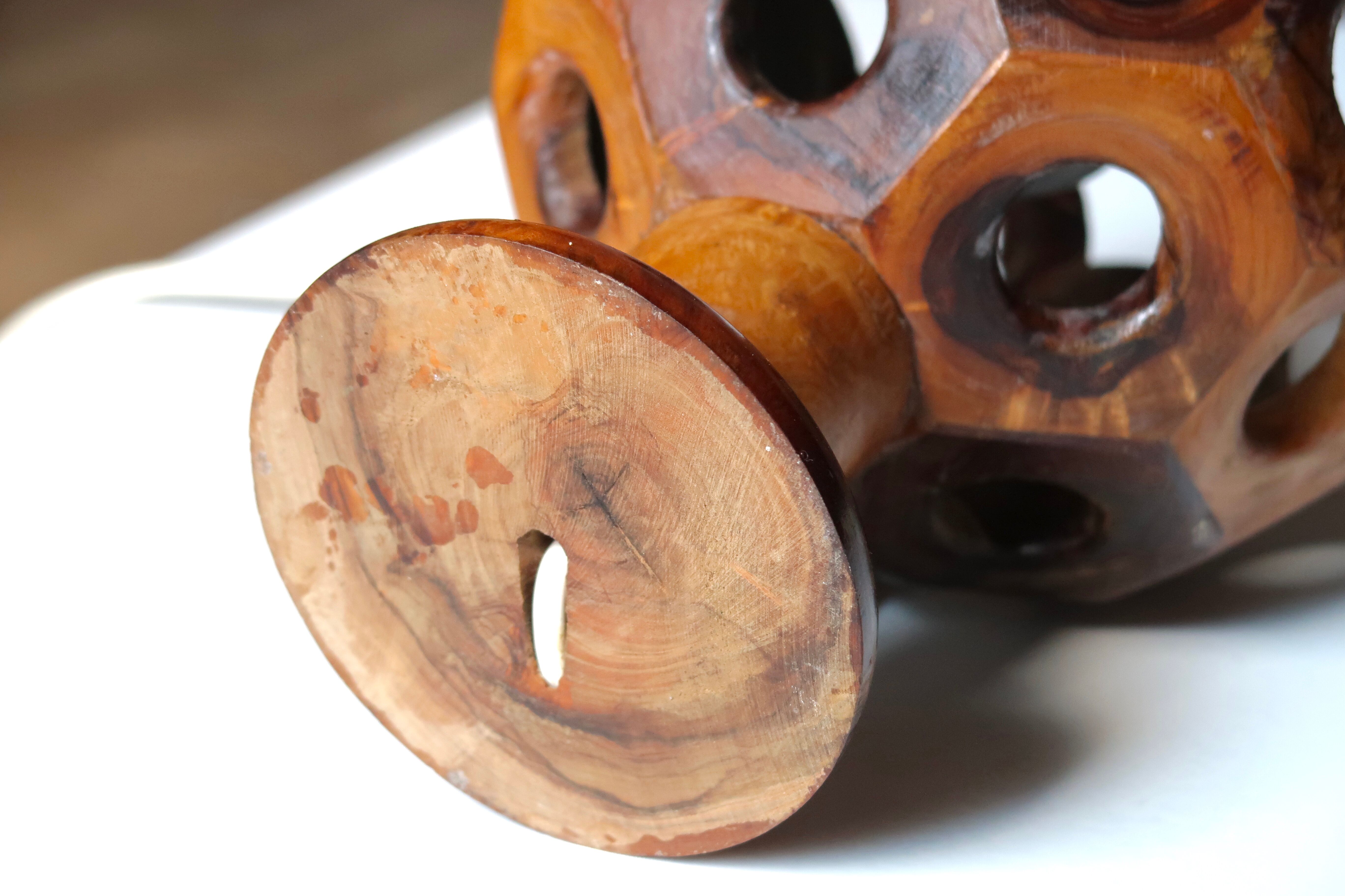 Sculptural wooden lamp, 70s