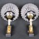 Maison Arlus Pair of brass and black wall sconces, France Mid-Century