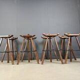 Mid century brutalist bar stools - set of 8, 1960s
