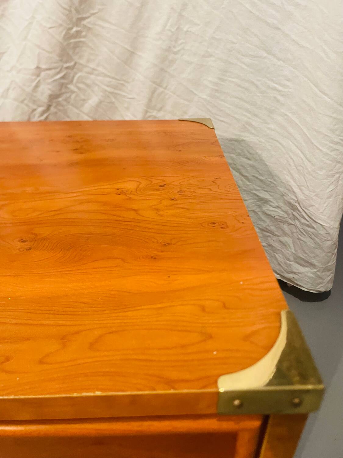 Gautier “Marine” bedside table in wood and brass, 1991