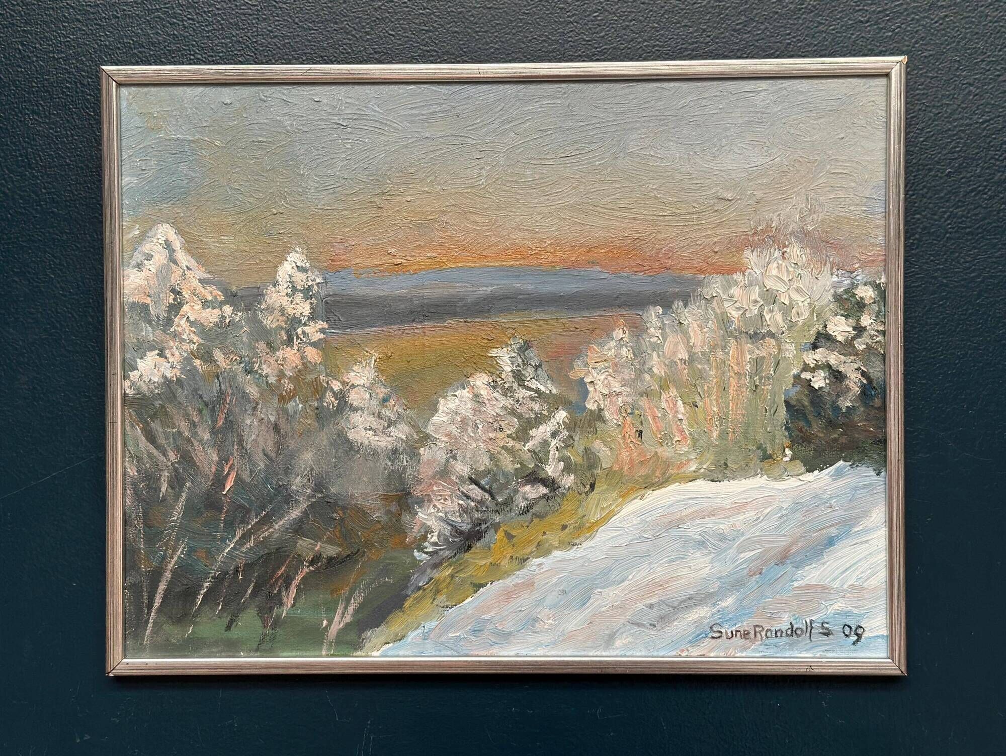 Original Swedish Oil on Panel – “Winter Landscape” by Sune Randolfs Vintage