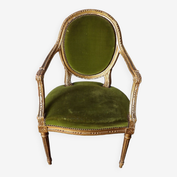 Louis XVI style gilded wood armchair