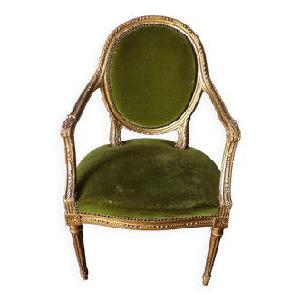 Louis XVI style gilded wood armchair