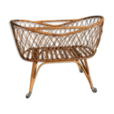 Vintage rattan cradle from the 1950