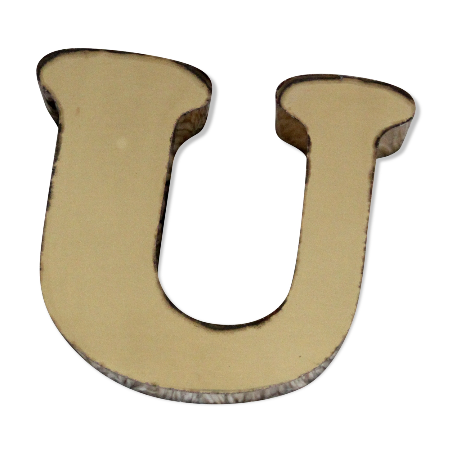 Brass sign letter, letter "u" decoration vintage shop