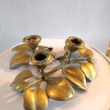 Bronze candle holder with three flowers design 60s - 70s