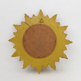Gold Sunburst Mirror in Resin with Convex Mirror, France, 1960s