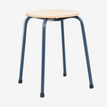 Tabouret vintage hêtre gris