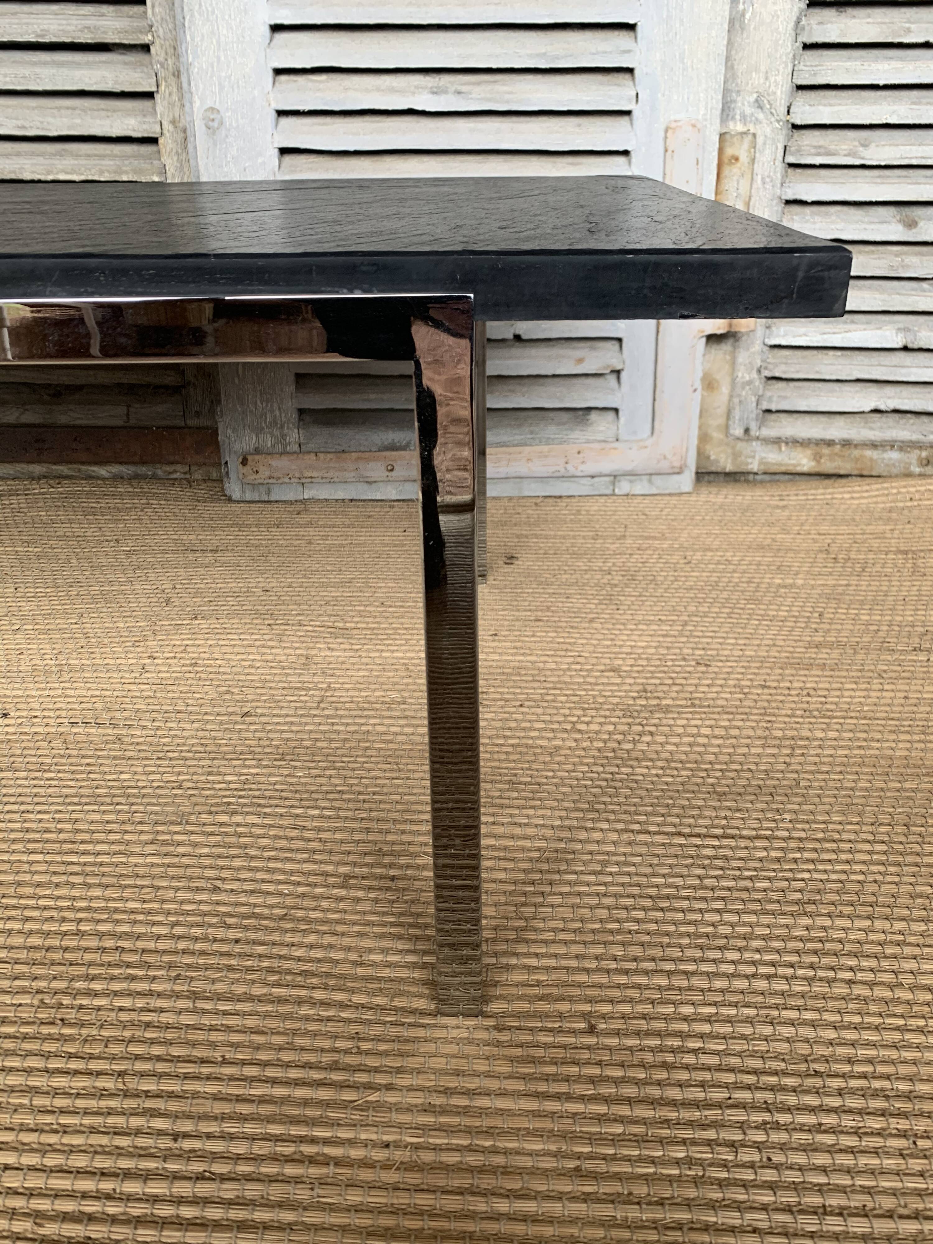 Chrome coffee table and slate tray