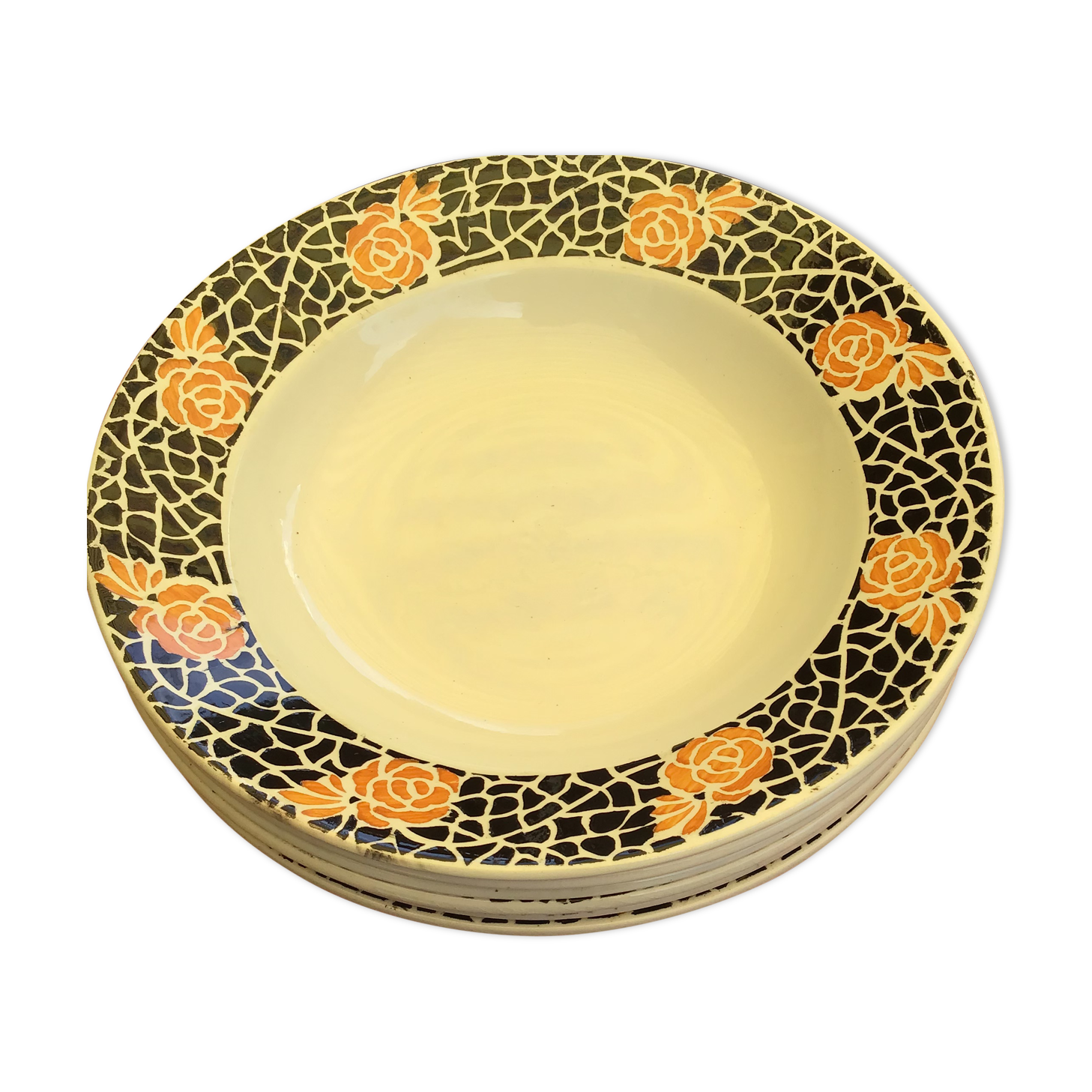 6 assiettes creuses de la faïencerie Digoin Sarreguemines anciennes modèle Raincy