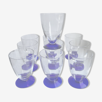 Set of 10 blue foot glasses 60/70