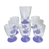 Lot de 10 verres à pieds bleus années 60-70