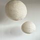Hanging lamp in rattan and round japanese natural linen d:50