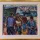 Mid-Century Modern Swedish "Coastal Dock" Vintage Figurative Oil Painting, Framed
