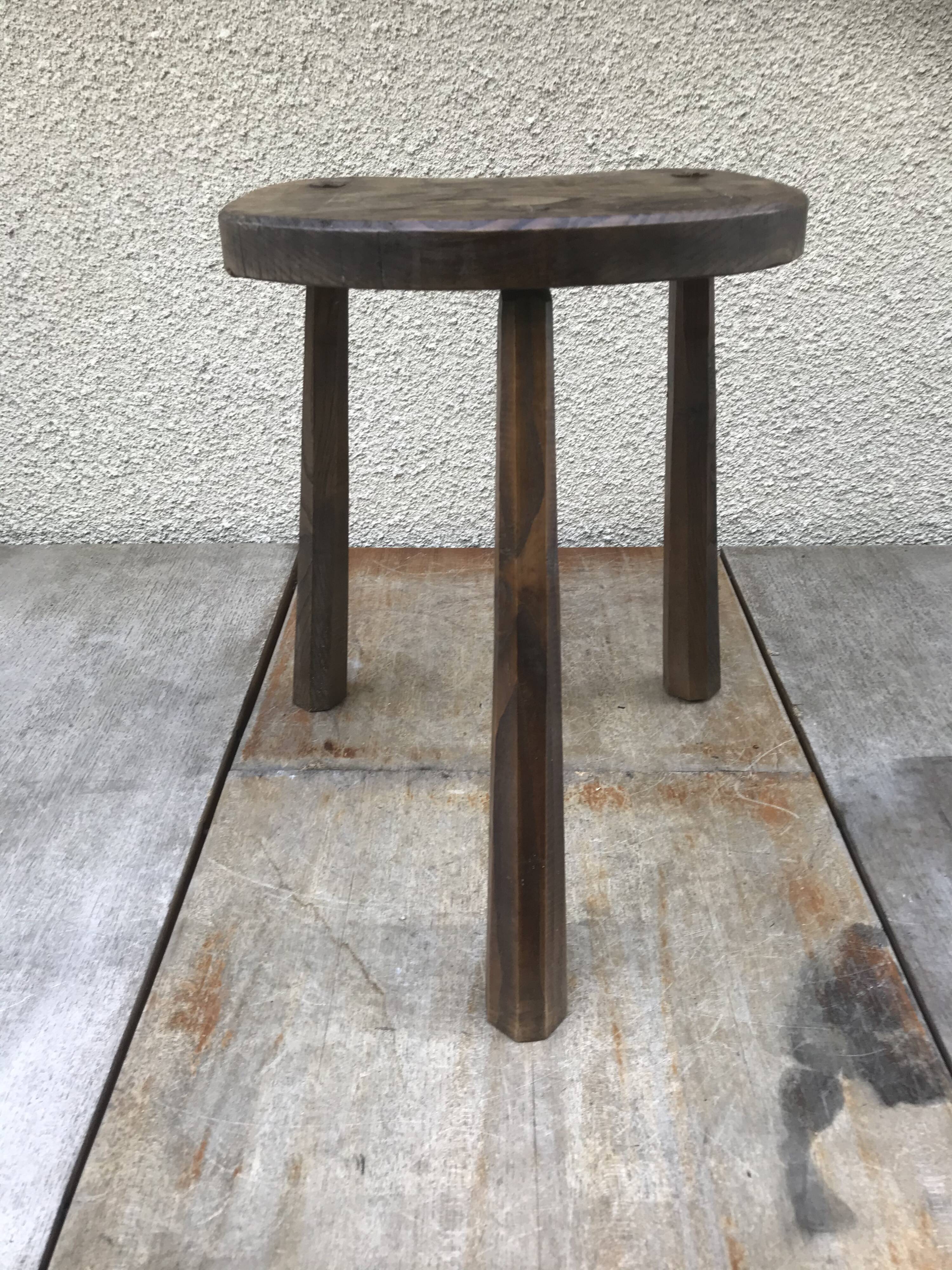 Old walking tabouret feet tripodes vintage dark wood