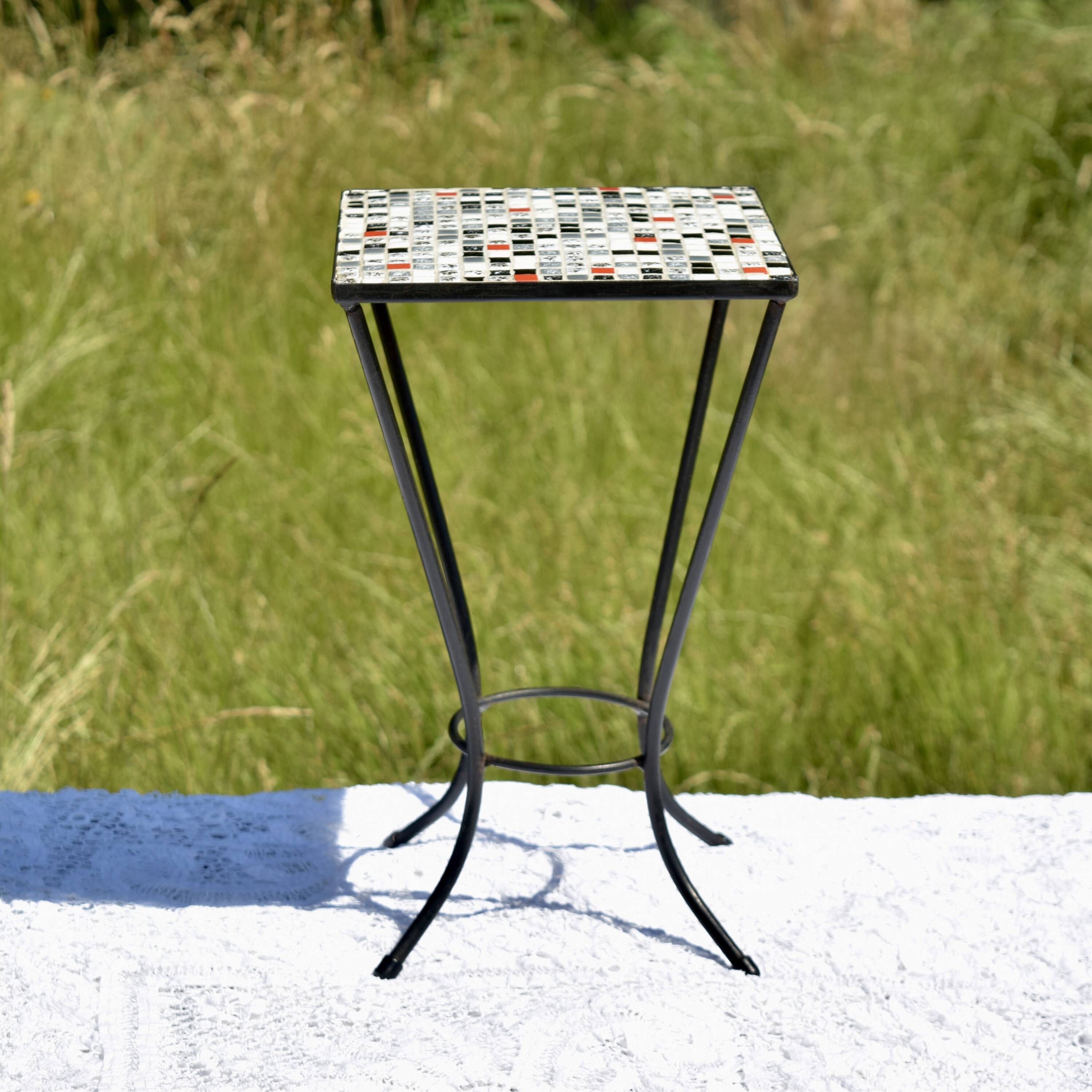 Small vintage mosaic tile side table