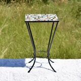 Small vintage mosaic tile side table