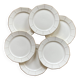 Set of 6 old Badonviller earthenware flat plates off-white and vintage gold tableware