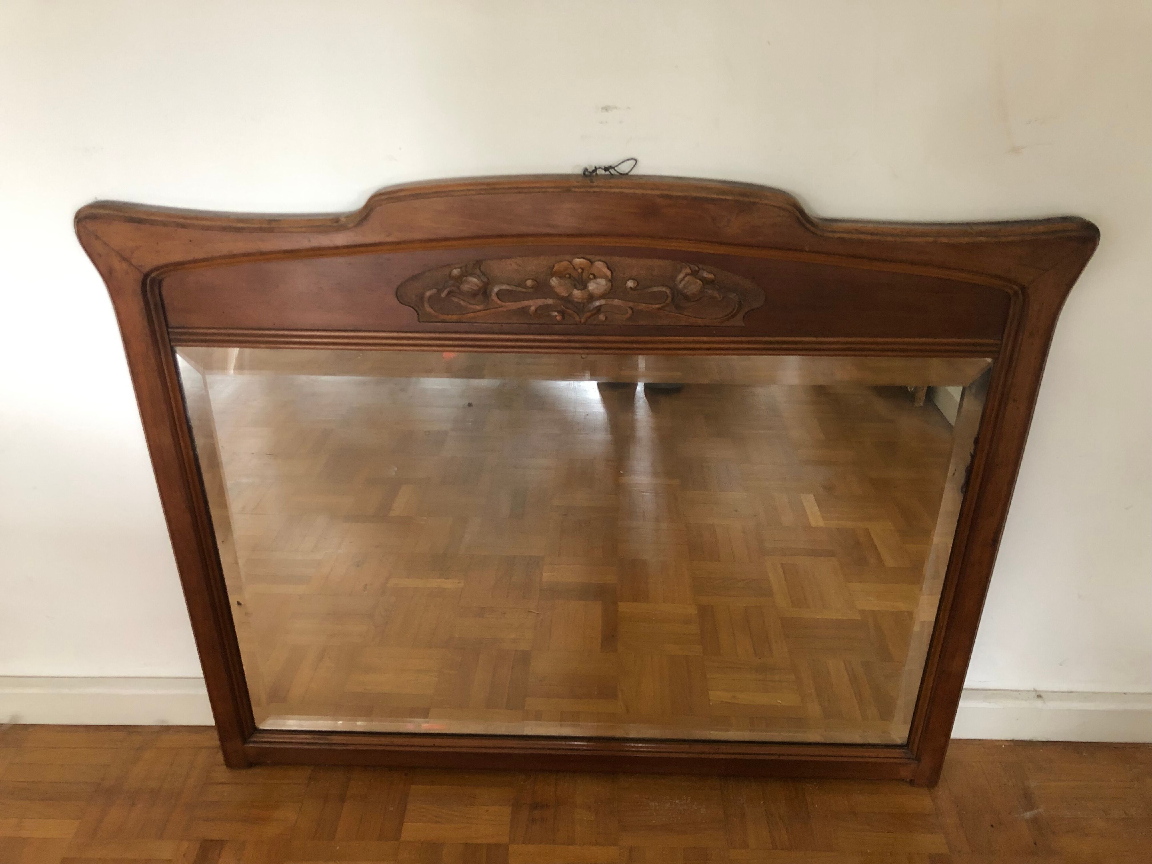 Art Nouveau wooden mirror