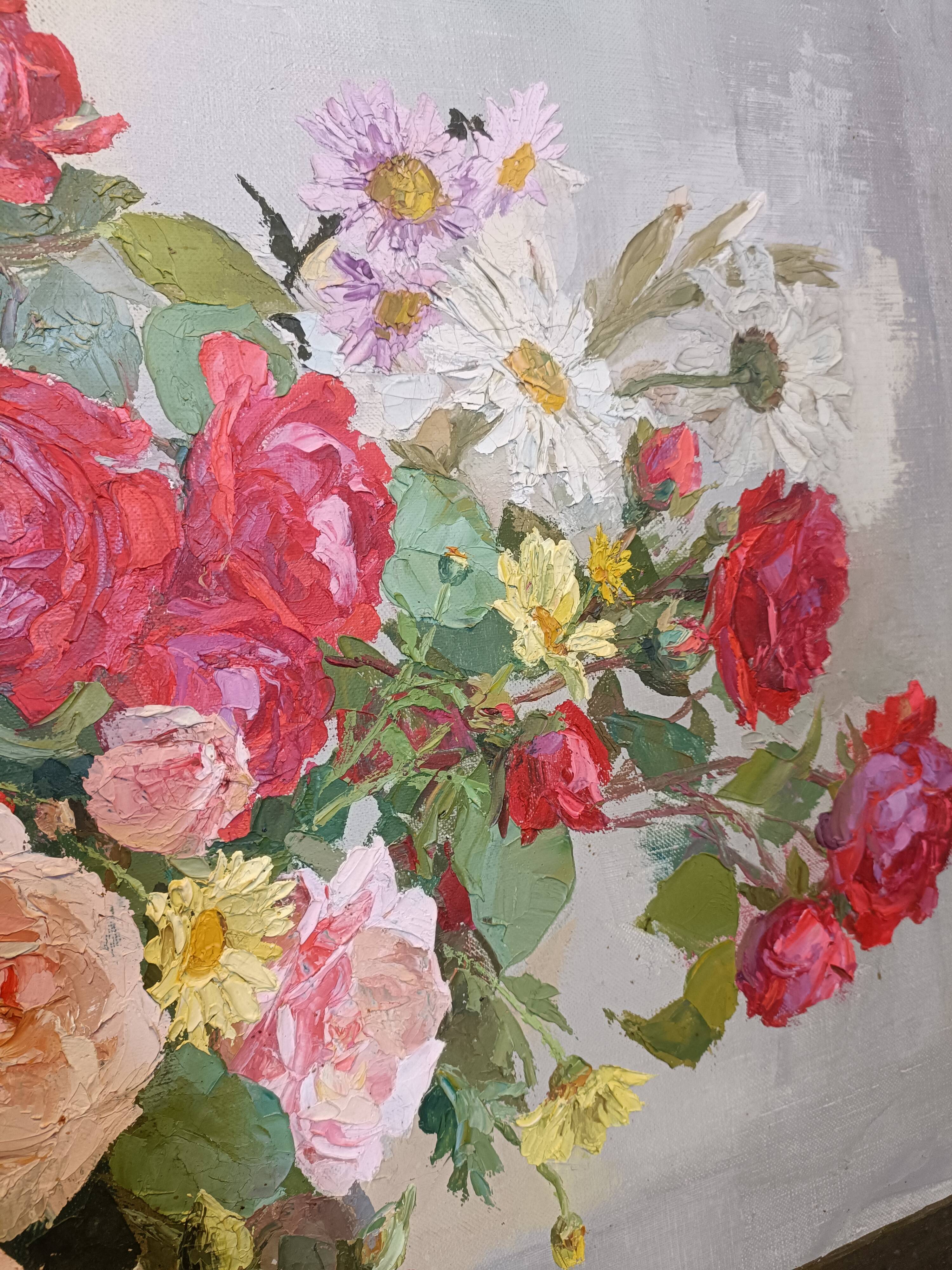 Old painting "bouquet of flowers" from 1938