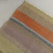 Salmon & Pink Mid Cenyury Modern Kilim Rug, Vintage Striped Boho Carpet