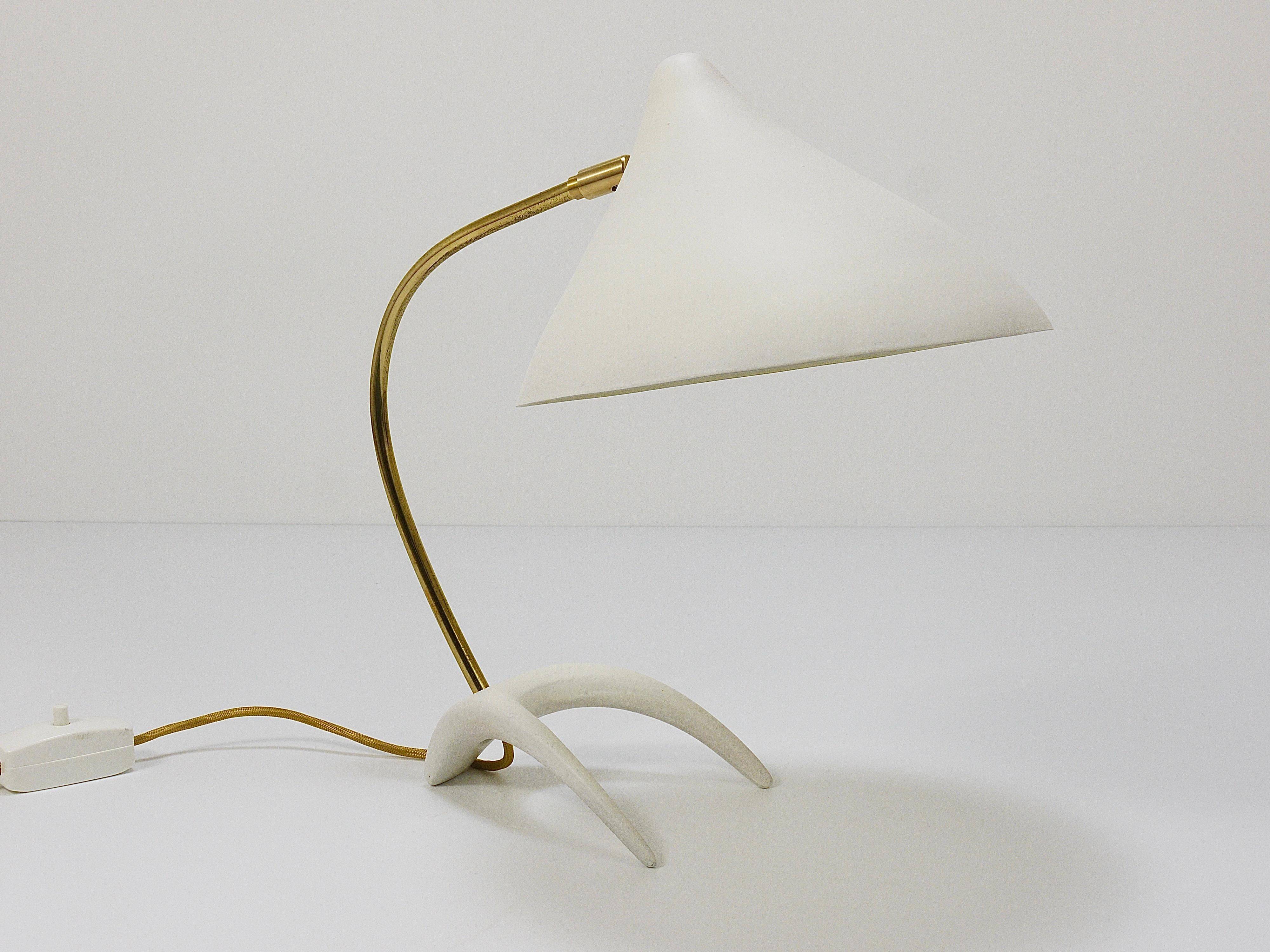 White brass desk or table lamp in the Louis Kalff style from the 1950s.