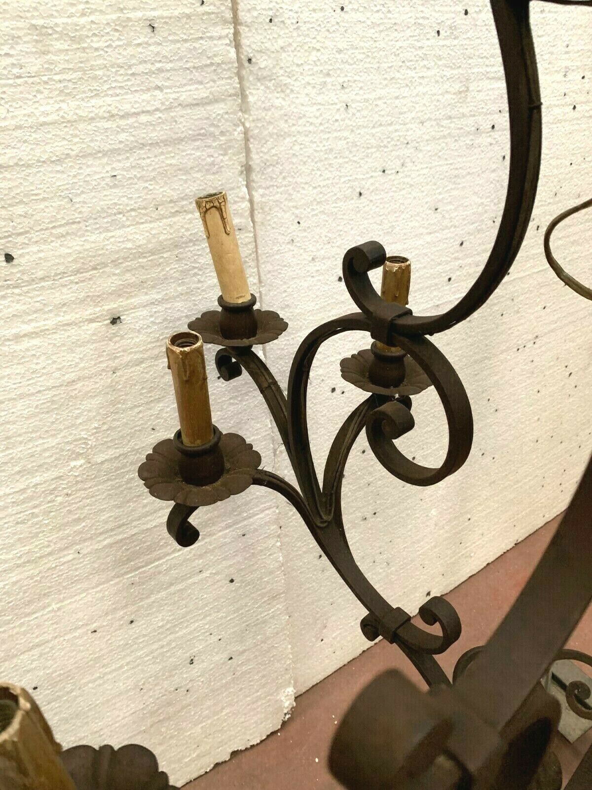 Louis xv style wrought iron chandelier twelve points of light xx century