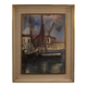 Italian painting signed harbor view with boats from 20th century