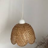 Vintage wicker rattan flower suspension