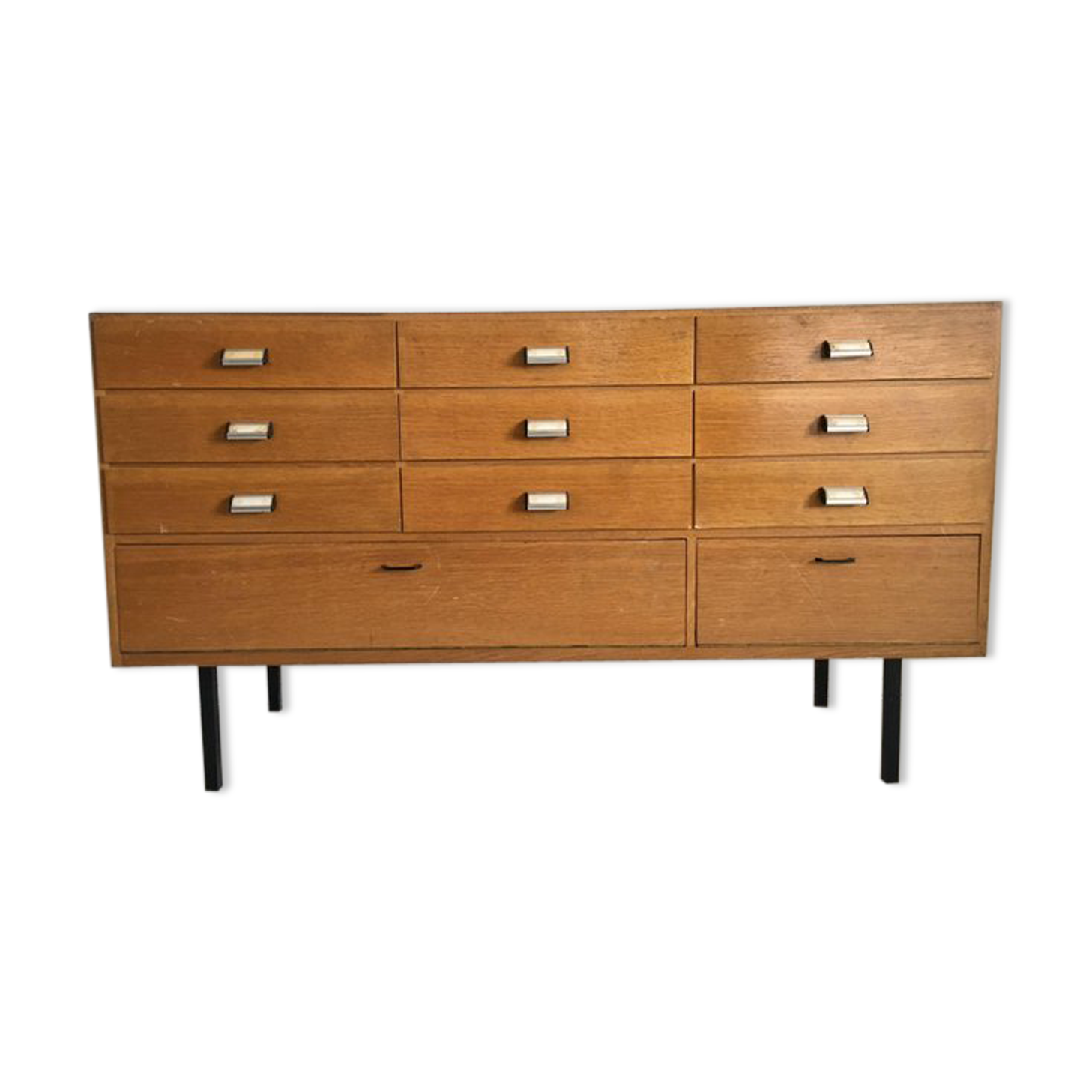 Store counter in oak and glass mid century showcase, 50 years