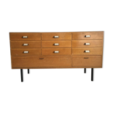 Store counter in oak and glass mid century showcase, 50 years