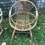 Fauteuils rotin bambou années 60