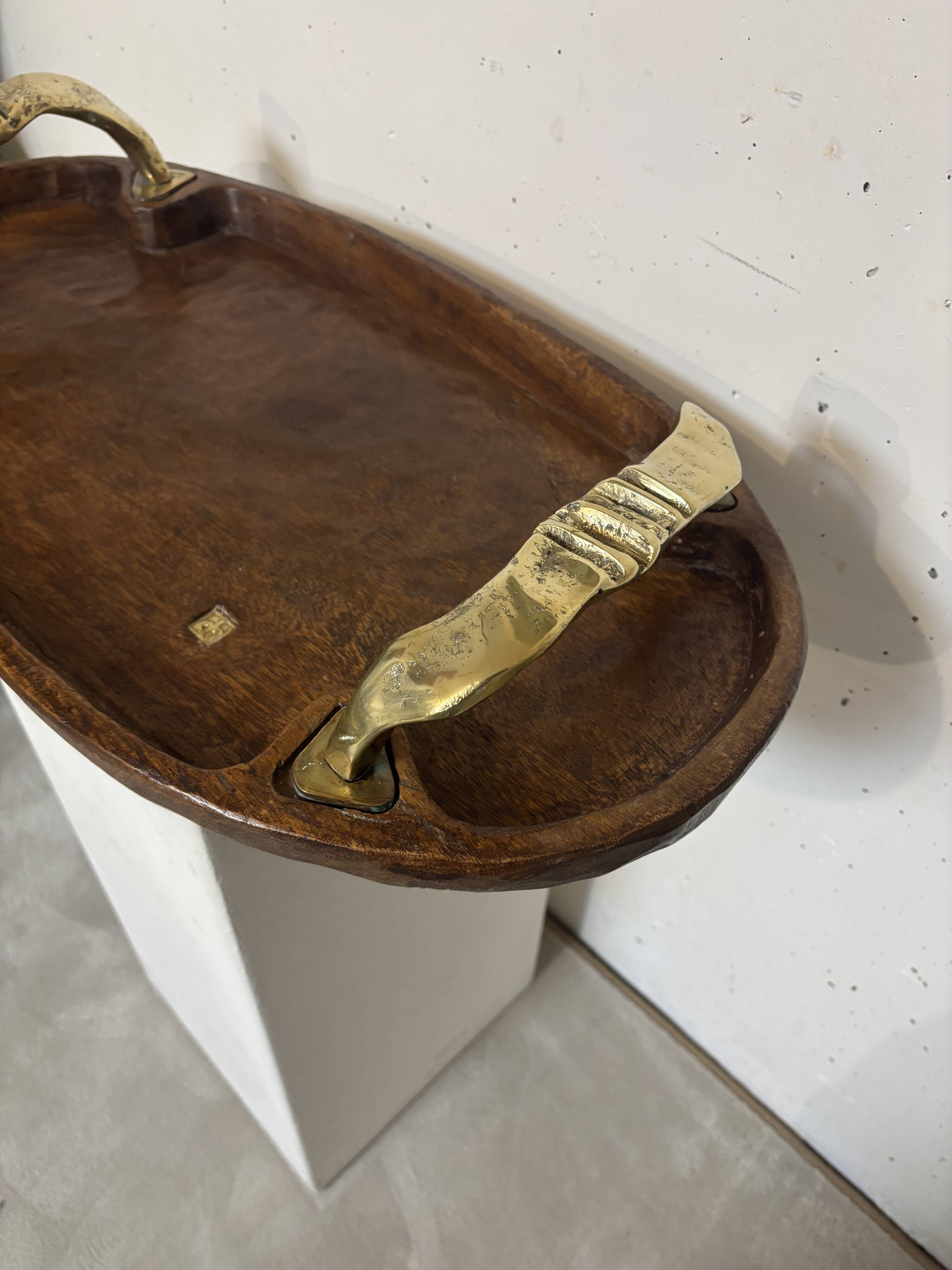 David Marshall wood and brass tray