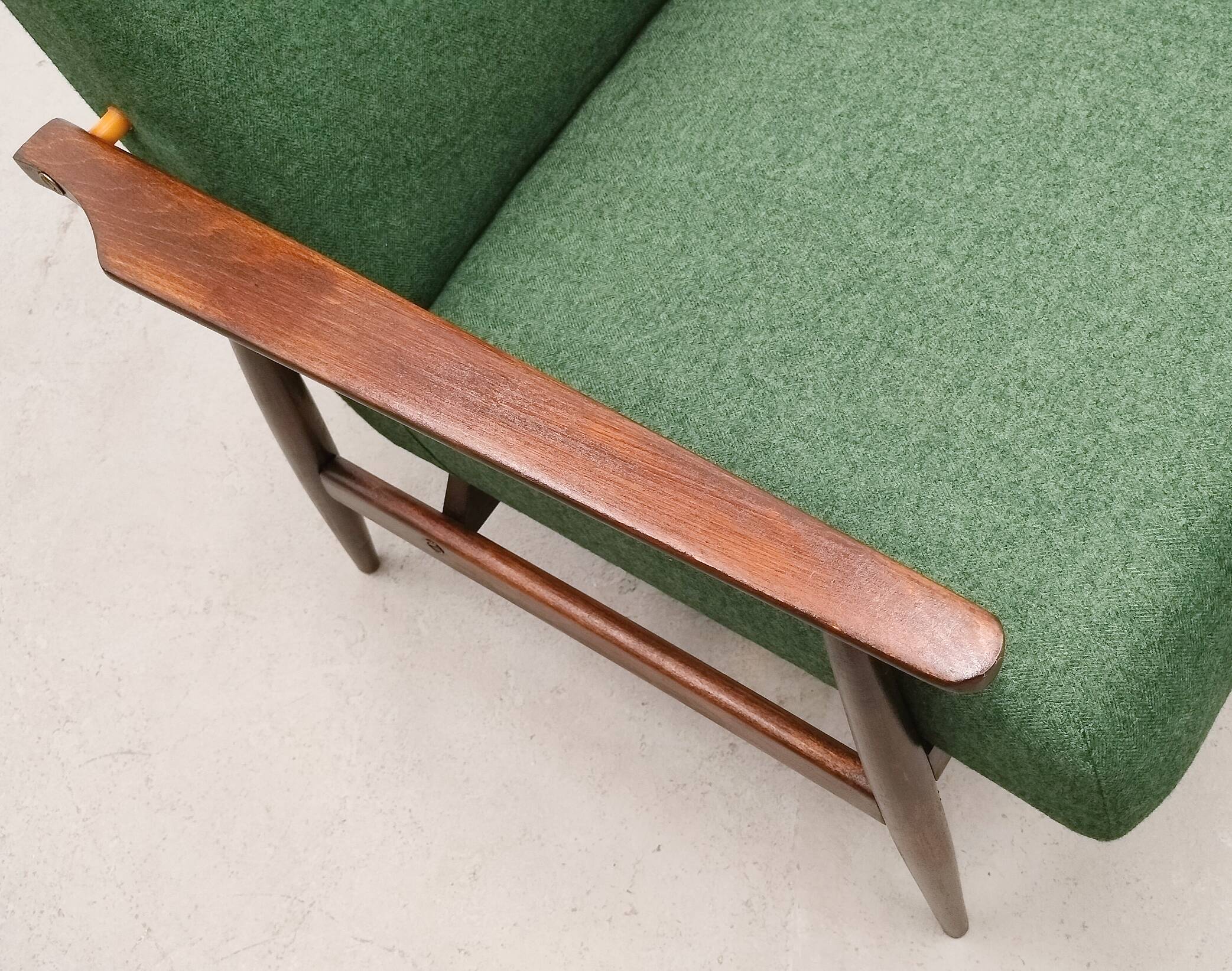 1960 Henryk Lis Mid Century Armchair in Green Tweed