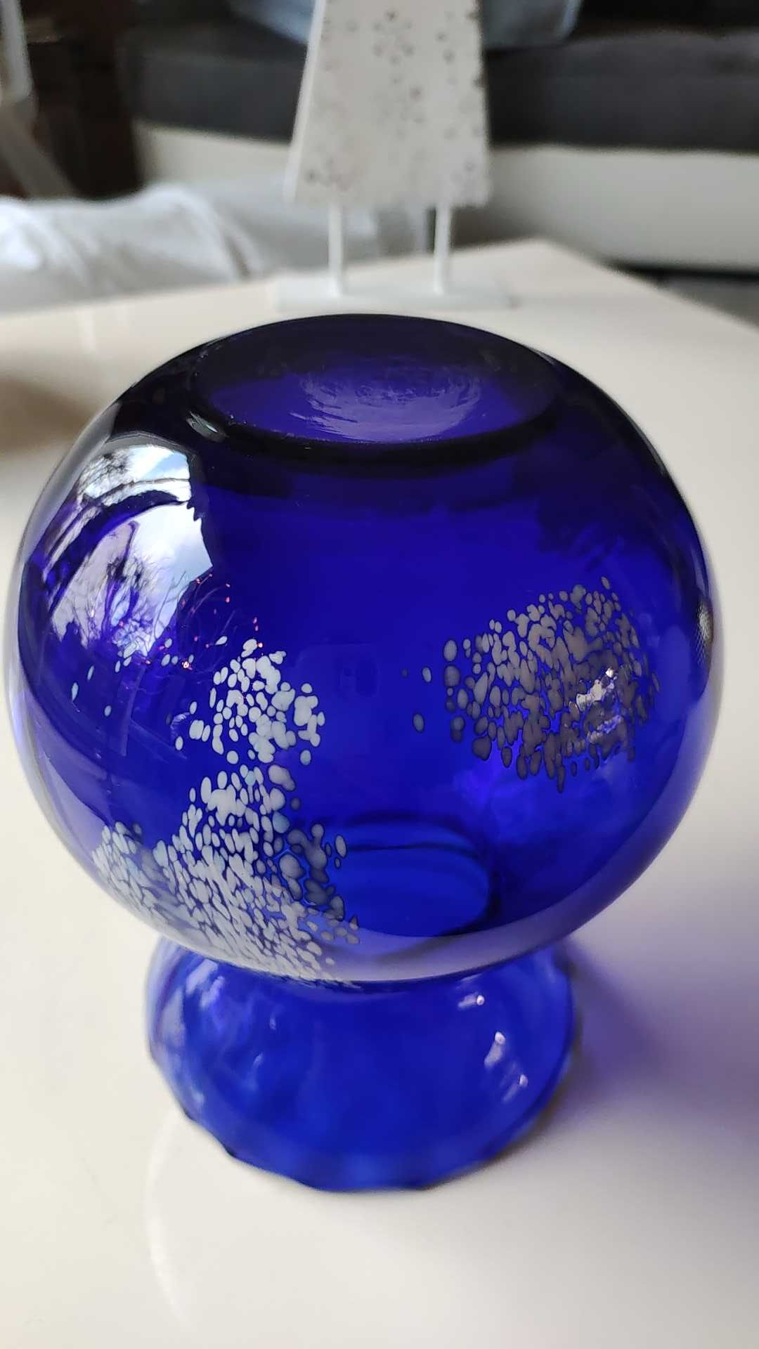 Vase shape vintage ball blown glass with frill