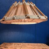 Suspension en bois et tissu, années 60