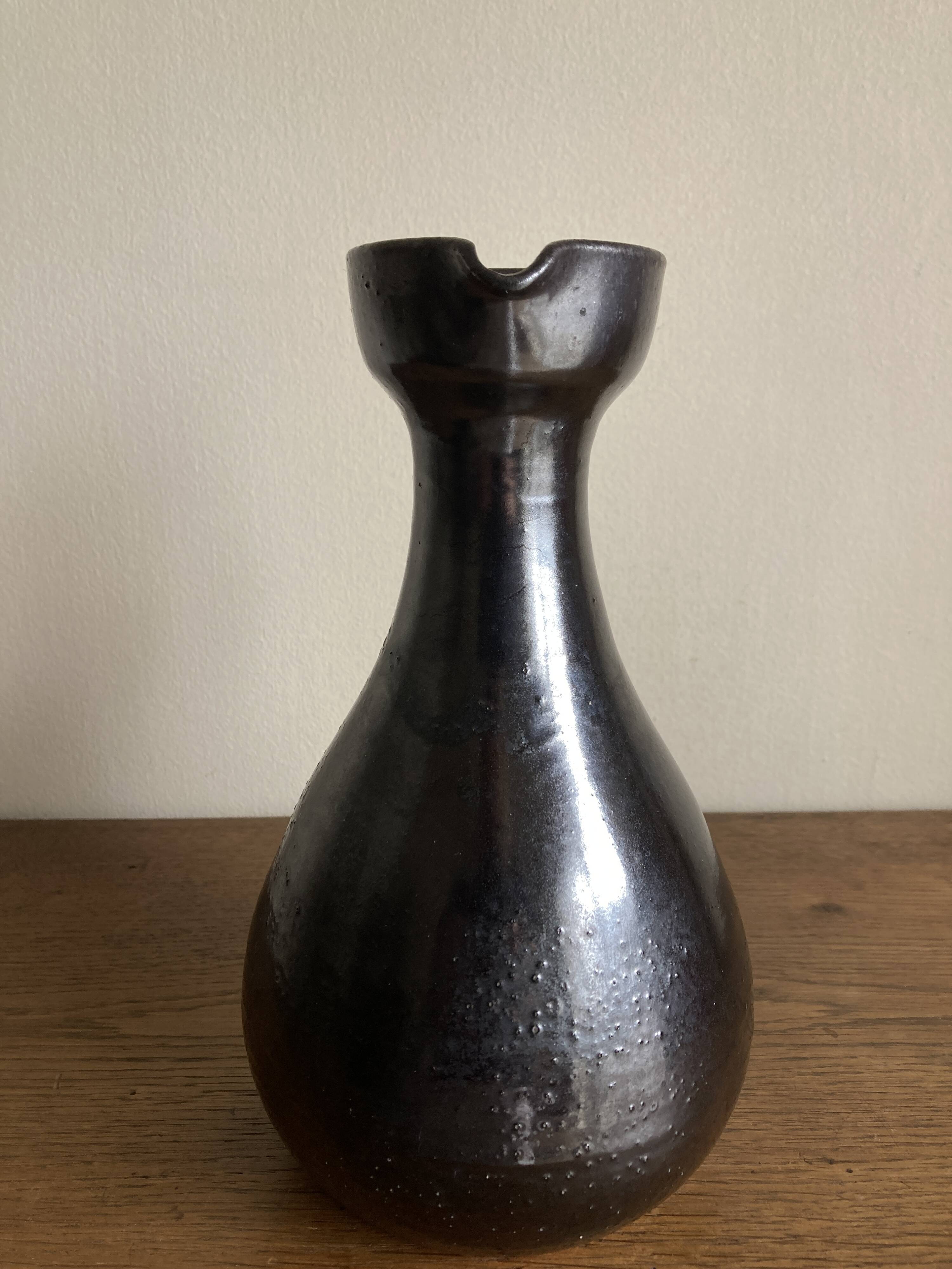 Robert Picault ceramics, black glazed earthenware, 1960