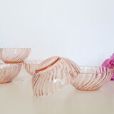 Rosaline pink glass bowls, arcoroc, lot of 6, vintage french, vintage