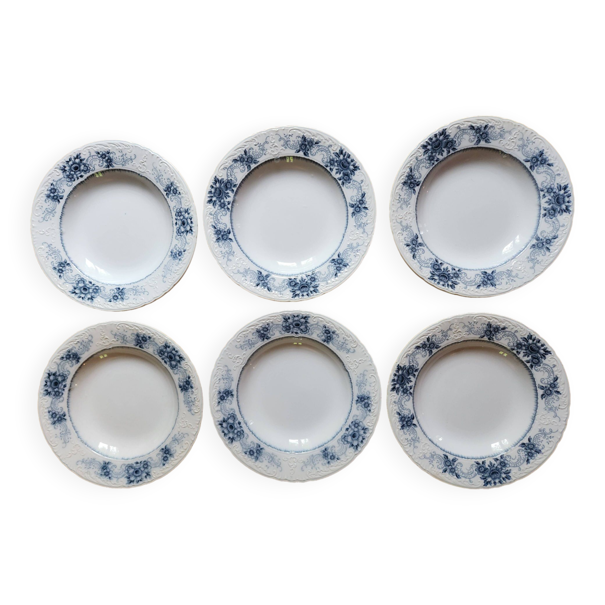 Deep plates x 6 from the French manufacturer Sarreguemines, Aïda collection. Old and rare