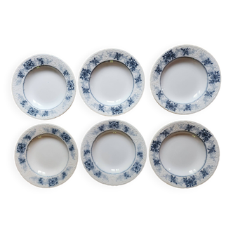 Assiettes creuses x 6 de la manufacture française Sarreguemines, collection Aïda. Anciennes et rares