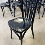Lot de 16 chaises bistrot bois vernis noir Baumann/ Luterma anées 40/50 France