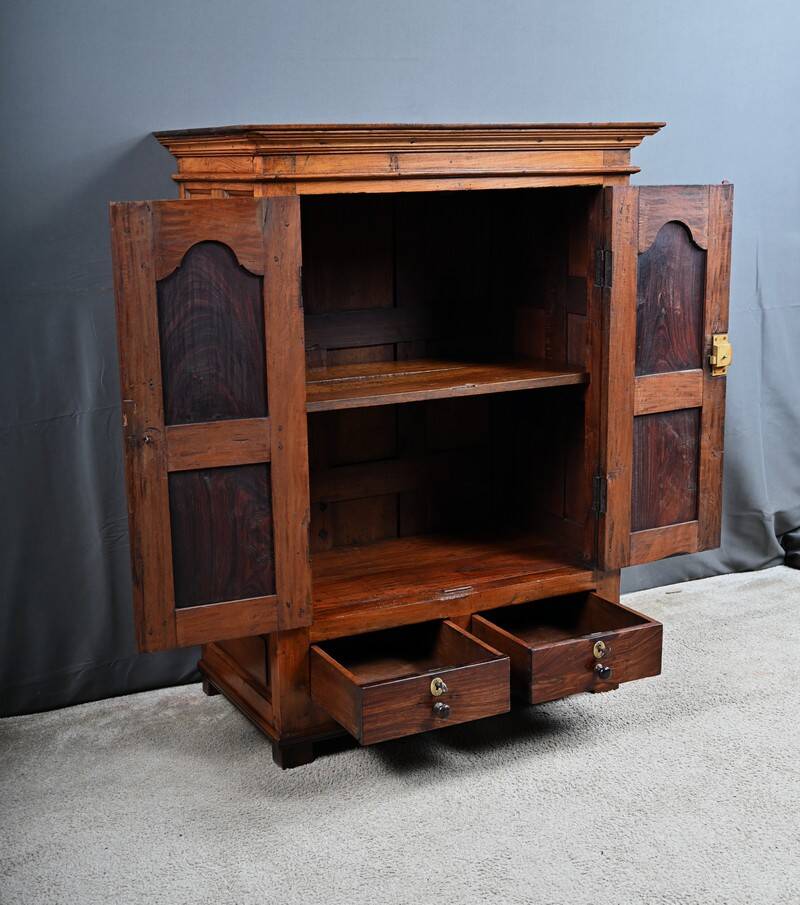 Small Teak and Rosewood Spice Cabinet, Pondicherry, India – Late 19th Century