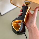 Vintage 50s black and gold ceramic lamp